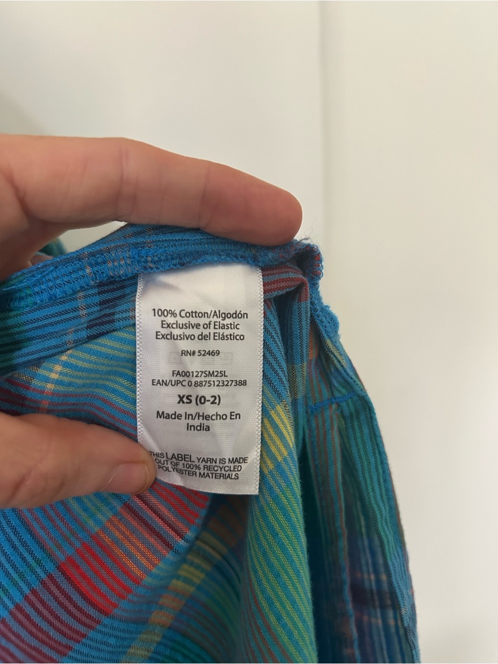 Plaid Midi Skirt in Blue and Teal with Drawstring Waist - Picture 6 of 6